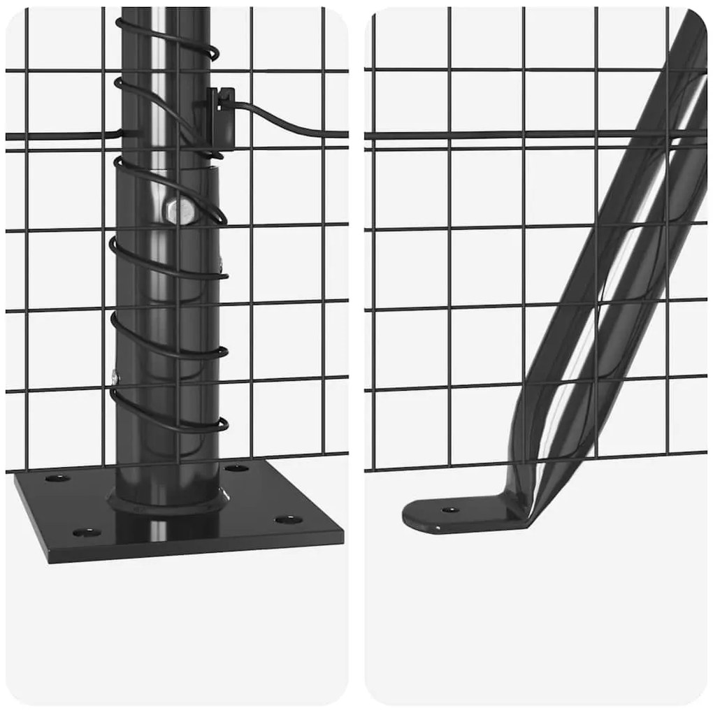 Conjunto de Postes de Cerca Conjunto de 2 Cinza Aço 10 x 0,5 m