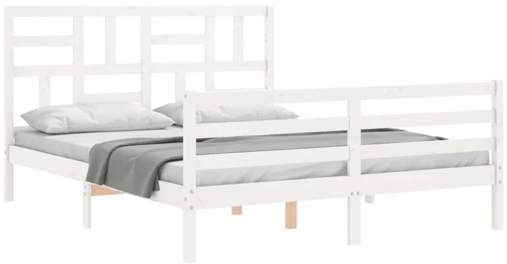 Estrutura de cama com cabeceira 160x200 cm madeira maciça