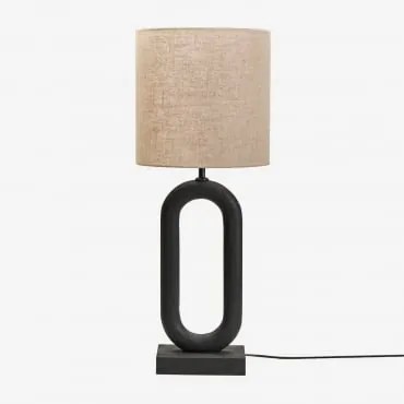 Candeeiro De Mesa Em Madeira De Manga Tiberia Preto Claro & Areia Clara Castanho Ø30 Cm - ↑30 Cm Arlina - Sklum