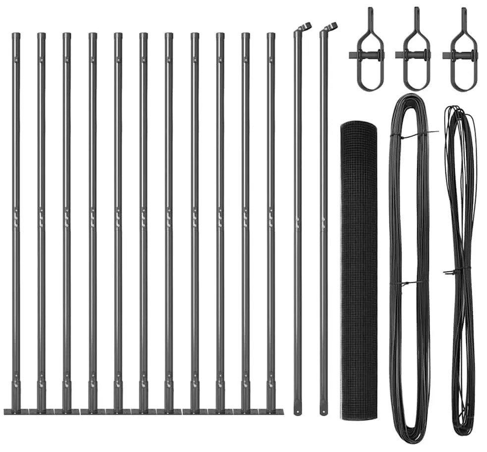 Conjunto de Postes de Cerca Conjunto de 2 Cinza Metal, Concreto
