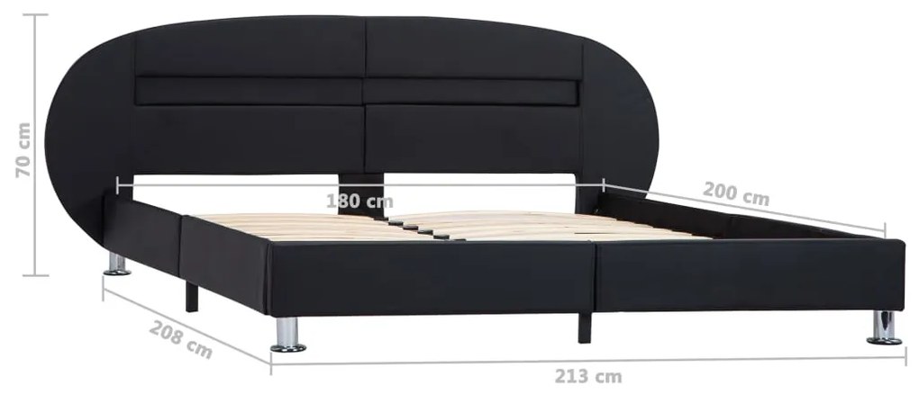 Estrutura de cama c/ LEDs 180x200 cm couro artificial preto