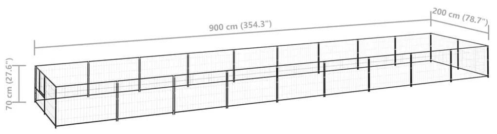 Canil para cães 18 m² aço preto