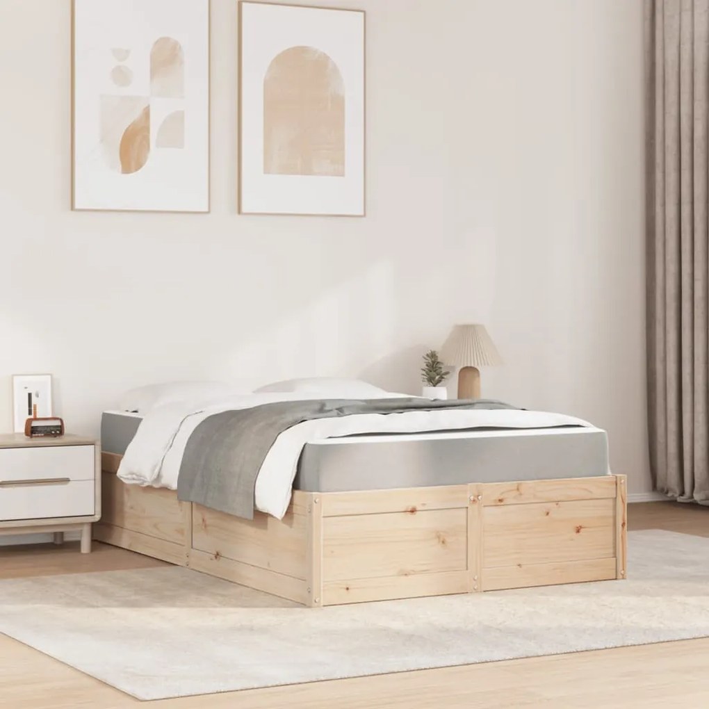 Cama com colchão 120x190 cm madeira de pinho maciça