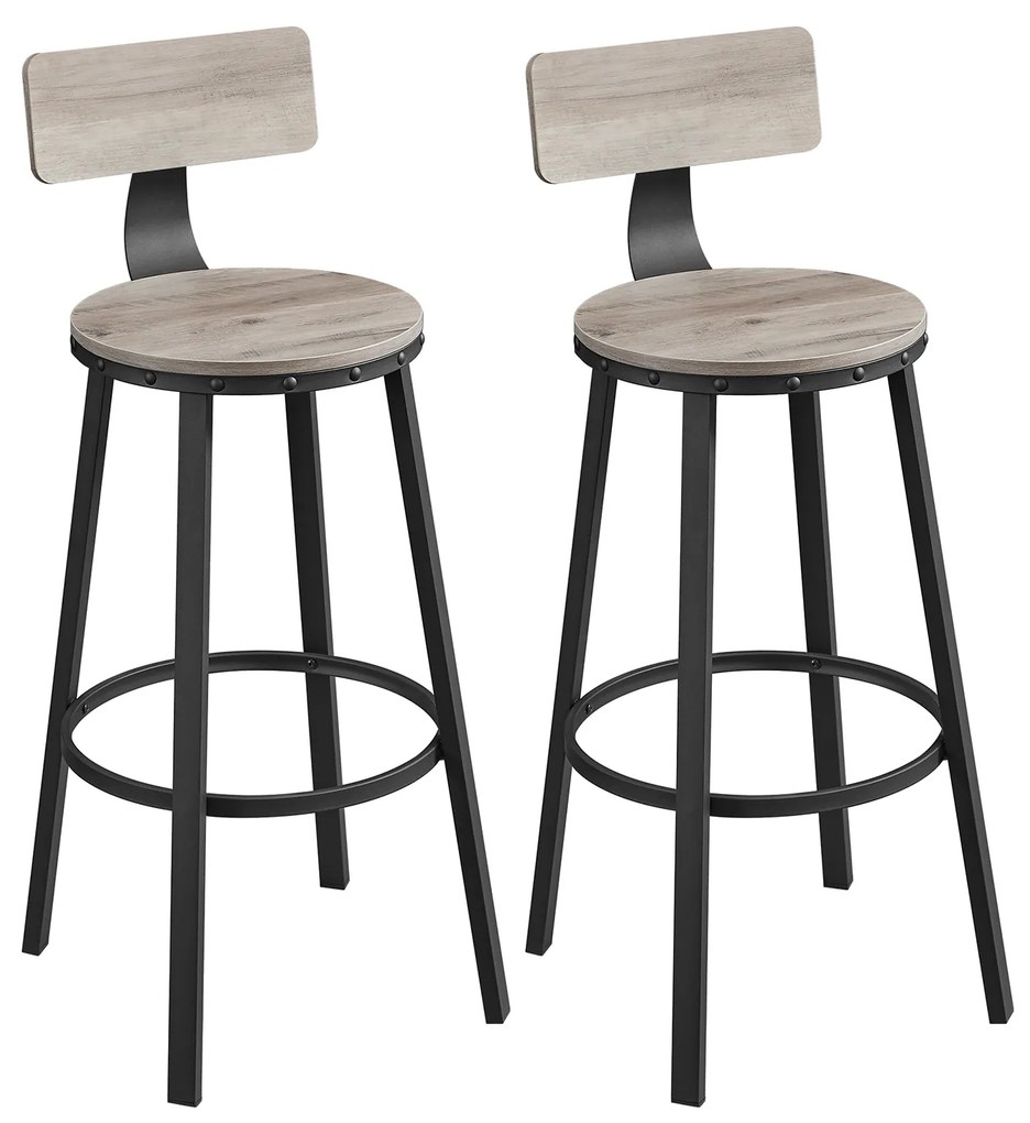 Conjunto de 2 bancos de bar 54 x 99 cm greige-preto