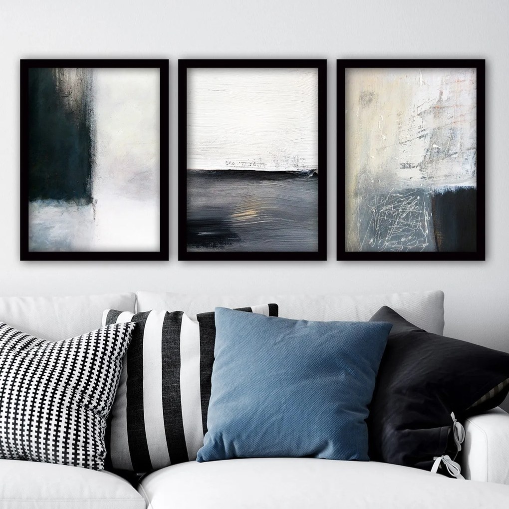 Pintura Decorativa em Moldura 3SC59 – Multicolor – 35 x 45 cm (3 Peças