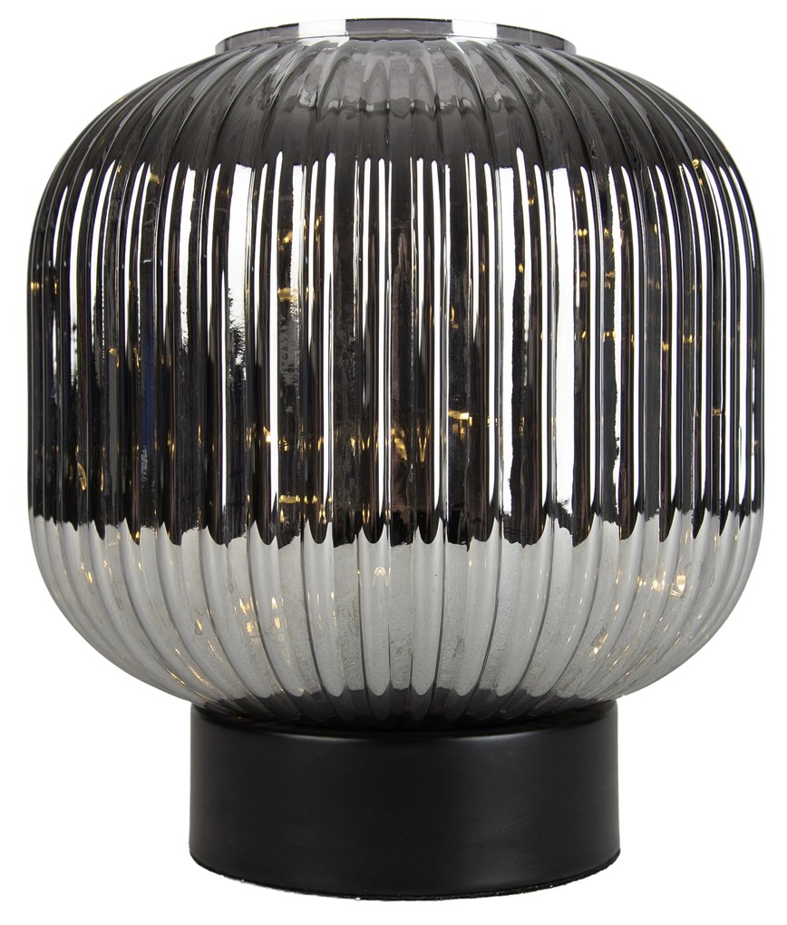 Candeeiro de mesa Art Déco preto com vidro fumê incluindo cabo de luz E27 - Karel