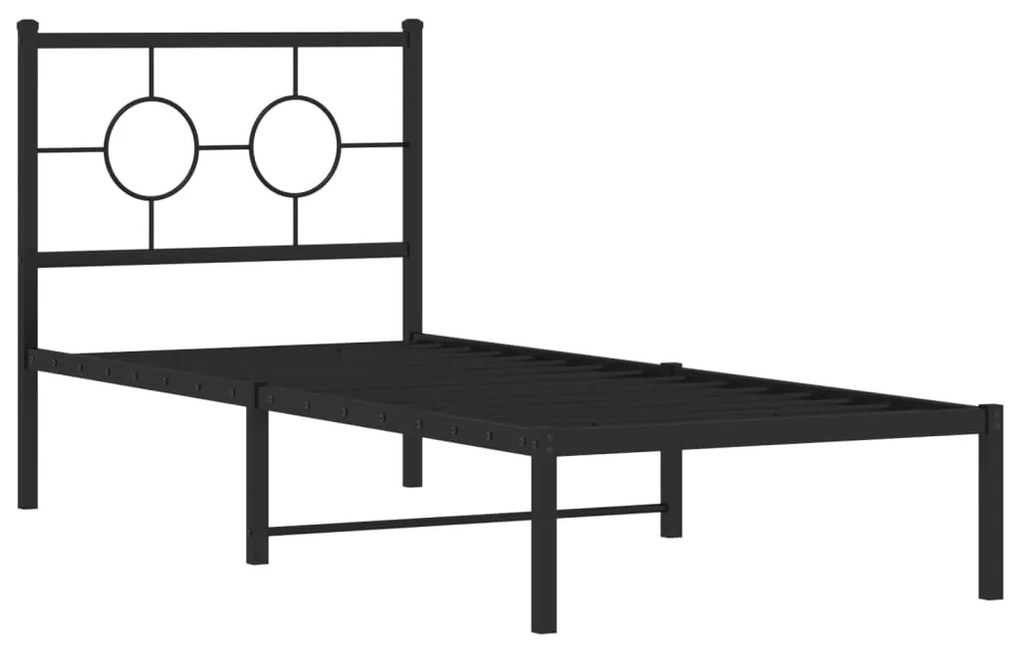 Estrutura de cama metal s/ colchão c/ cabeceira 75x190 cm preto