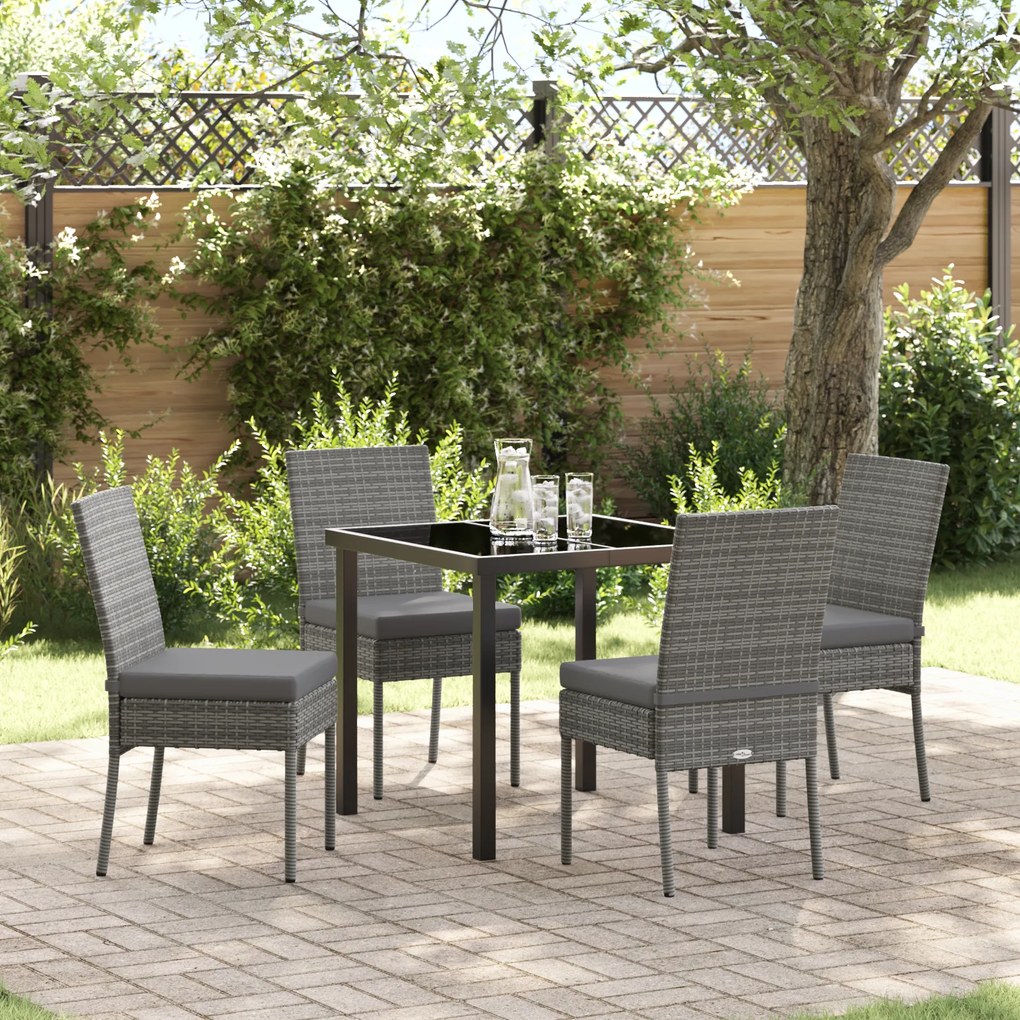 vidaXL Conjunto de Jantar de Jardim 5 Peças Cinzas Rattan Sintético
