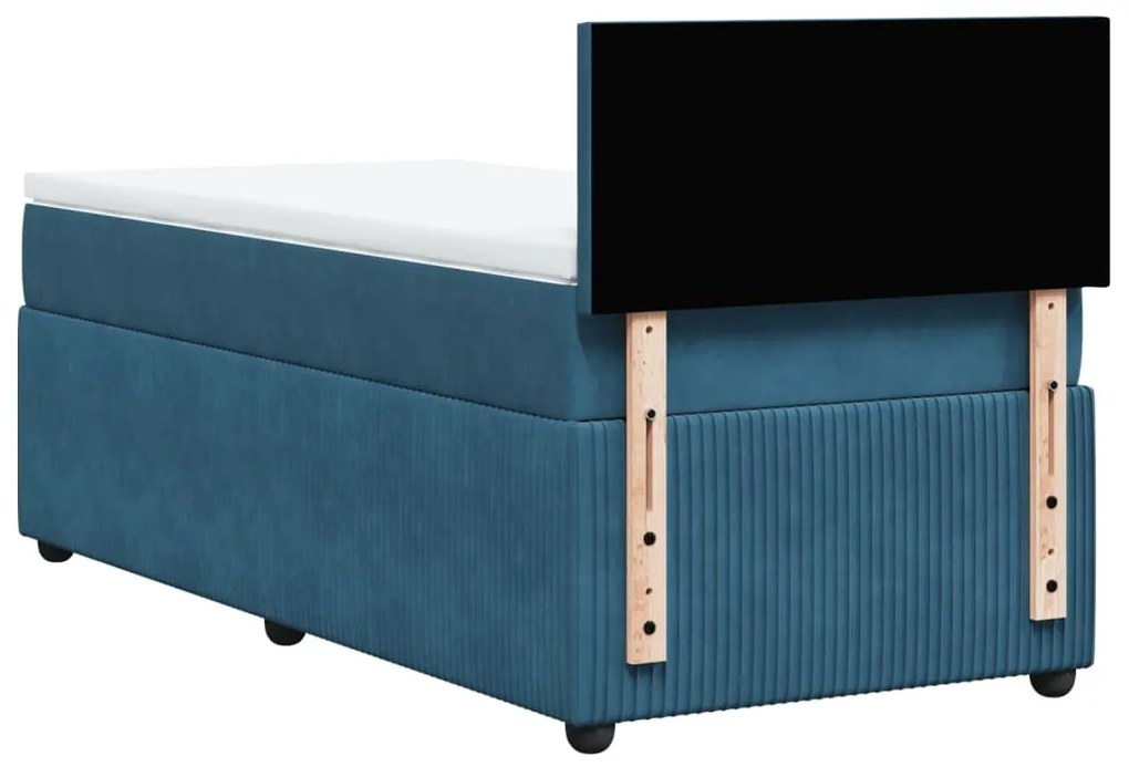 Cama boxspring com colchão 90x190 cm veludo azul