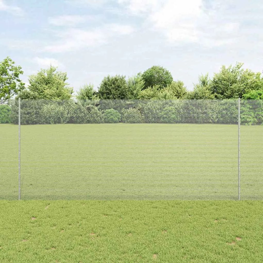 vidaXL Cerca com Postes Prateado 1.4 x 10 m Aço