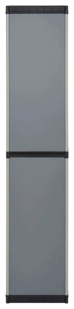 Armário arrumação jardim 3 prateleiras 34x40x168cm cinza/preto