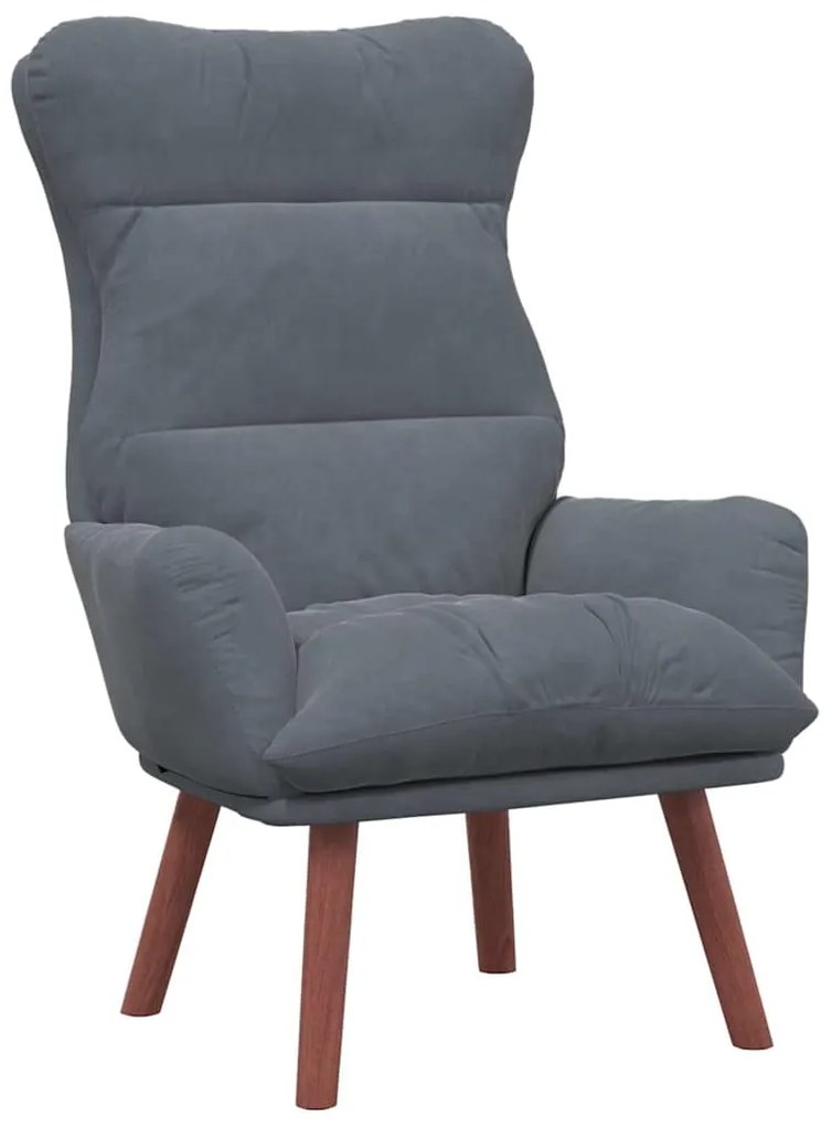 Poltrona Relaxante Veludo Cinza Escuro