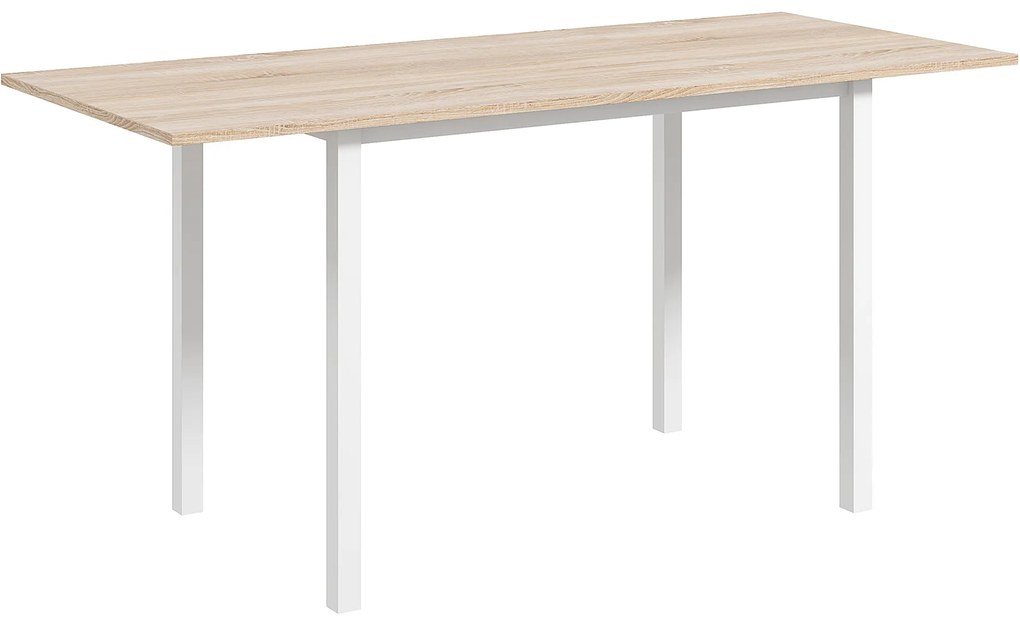 Mesa de Jantar Extensível para 4-6 Pessoas Mesa de Cozinha Moderna com Pés de Aço para Sala de Jantar 160x70x76 cm Madeira