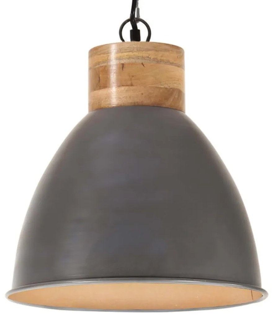 vidaXL Candeeiro teto industrial 46cm E27 ferro cinza e madeira maciça