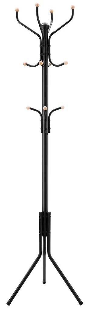 Cabideiro de metal SONGMICS, cabideiro para roupas, cabide para chapéus e bolsas, cabide para hall de entrada com 182 cm de altura, preto RCR19B