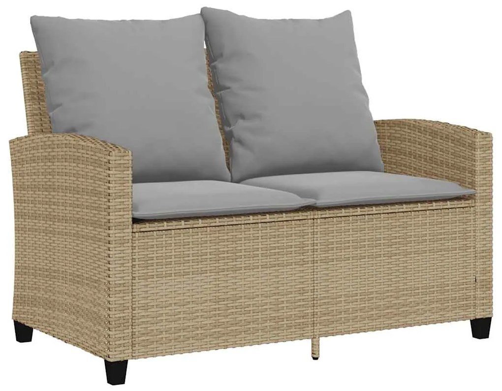 6 pcs conjunto de sofás p/ jardim com almofadões vime PE bege