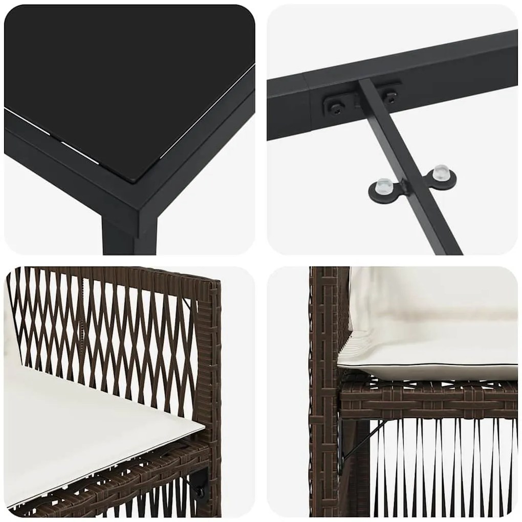 Conjunto de Jantar de Jardim de 5 Peças com Almofadas em Rattan Sintét