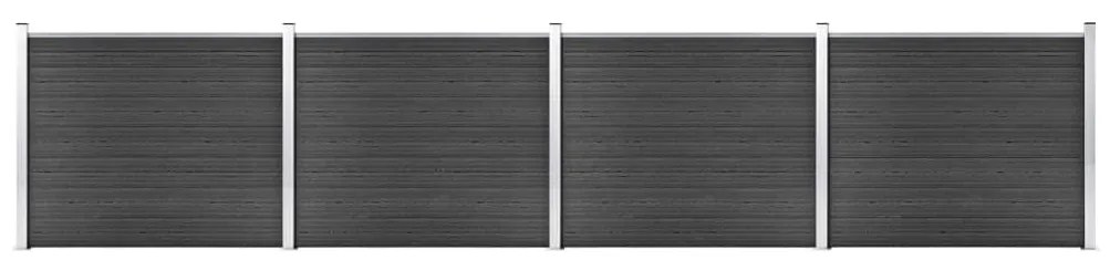 vidaXL Conjunto painel de cerca 699x146 cm WPC cinzento