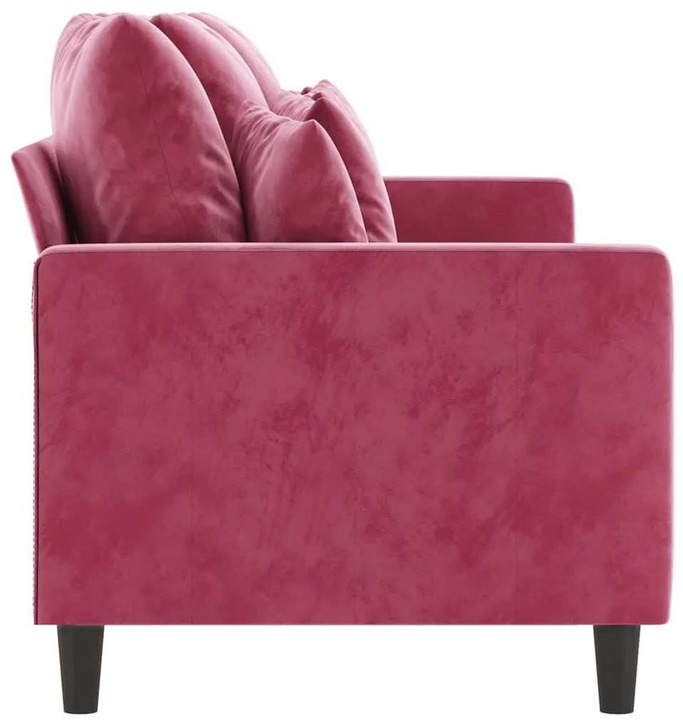 Sofá de 3 lugares veludo 180 cm vermelho tinto