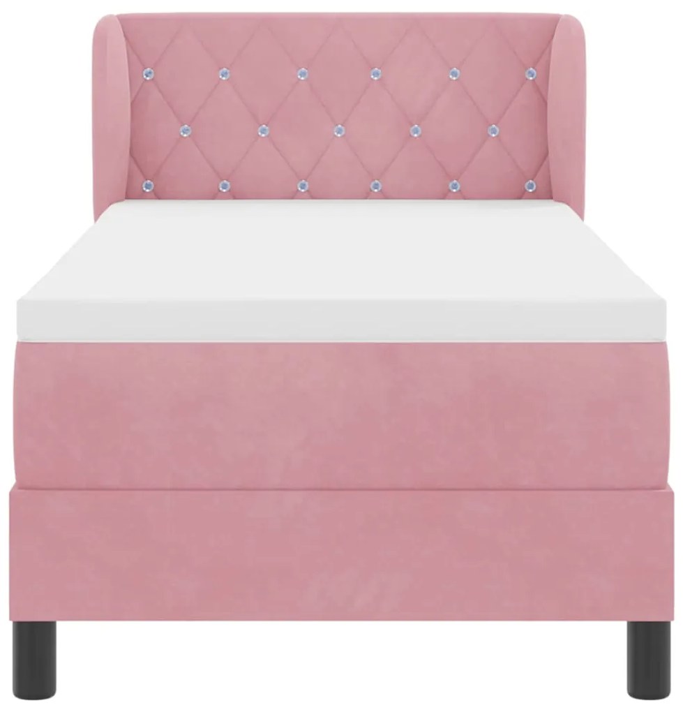 Cama Box Spring vidaXL com Colchão Rosa 80x200 cm de Veludo