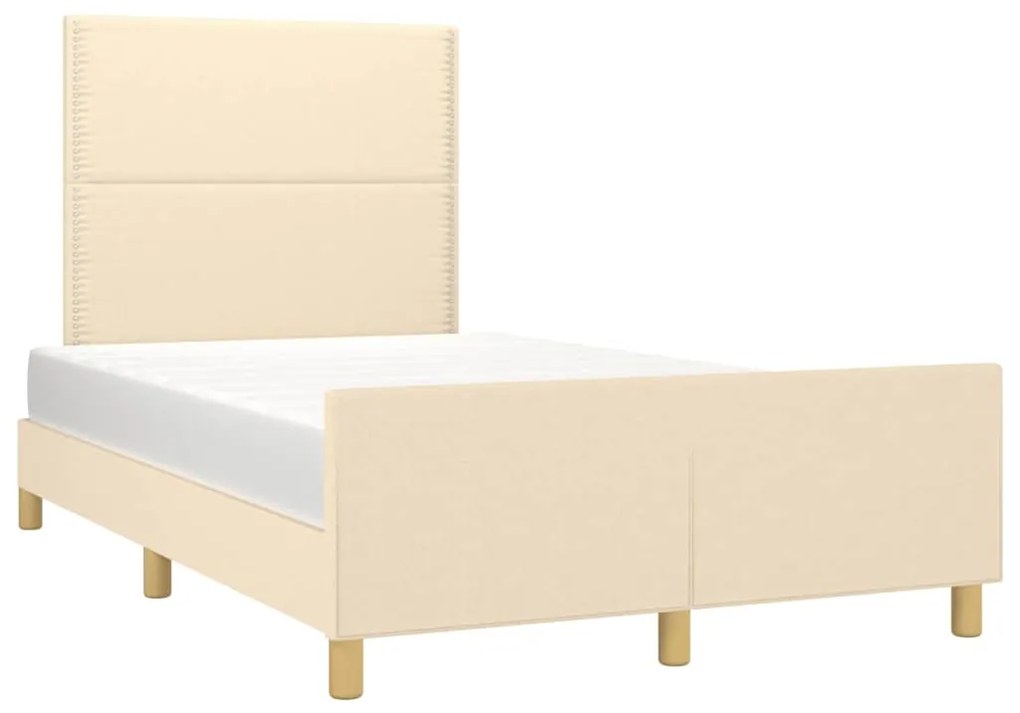 Estrutura de cama sem colchão 120x190 cm tecido creme
