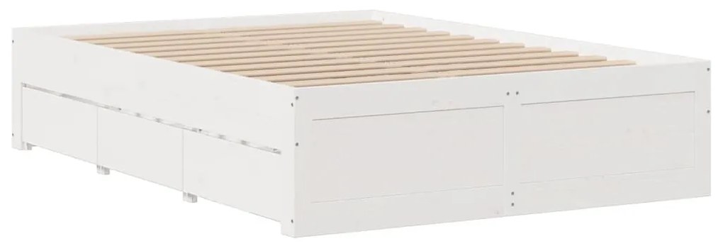 Cama sem colchão com gavetas 160x200 cm pinho maciço branco