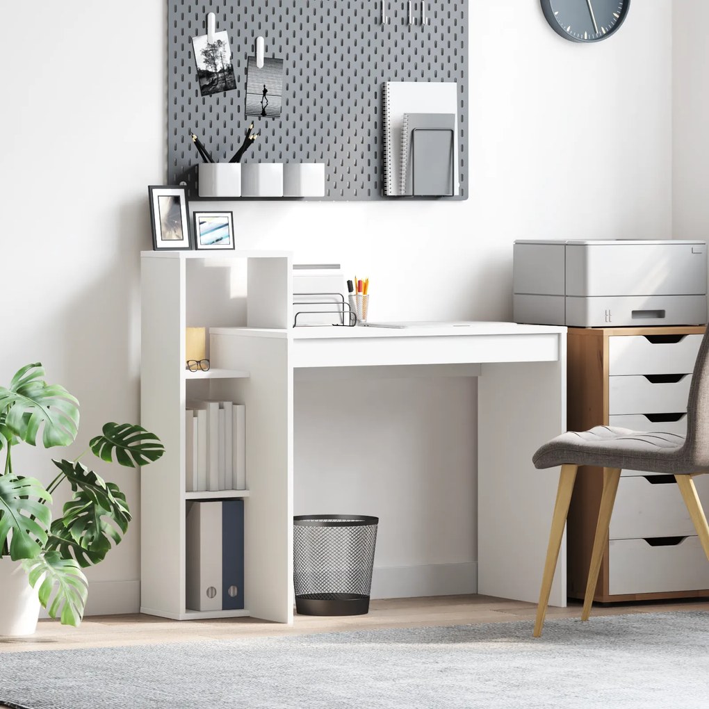 vidaXL Mesa para Computador Branca Madeira engenheirada Compacta