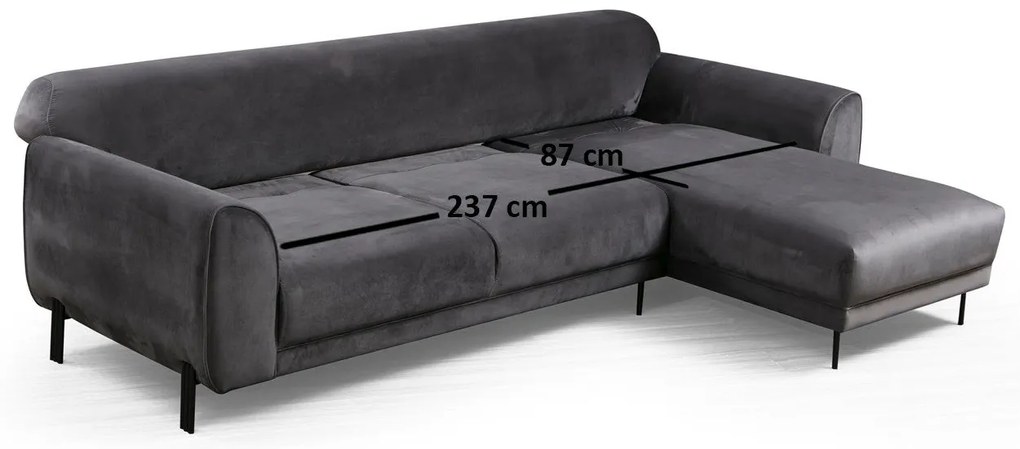 Sofá-Cama de Canto Image Corner – Antracite – 287 x 169 cm