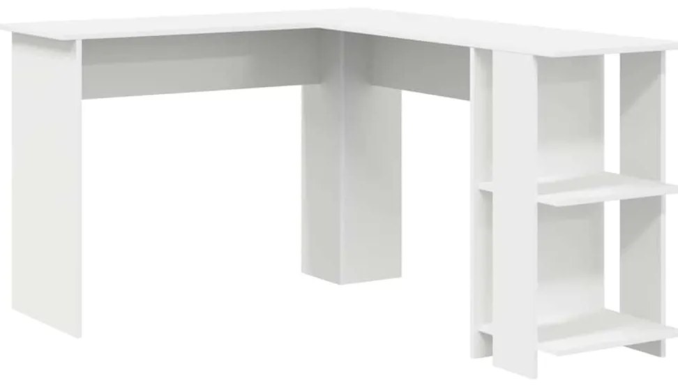 Escrivaninha de Canto com Armazenamento Branca 140x113,5x75cm