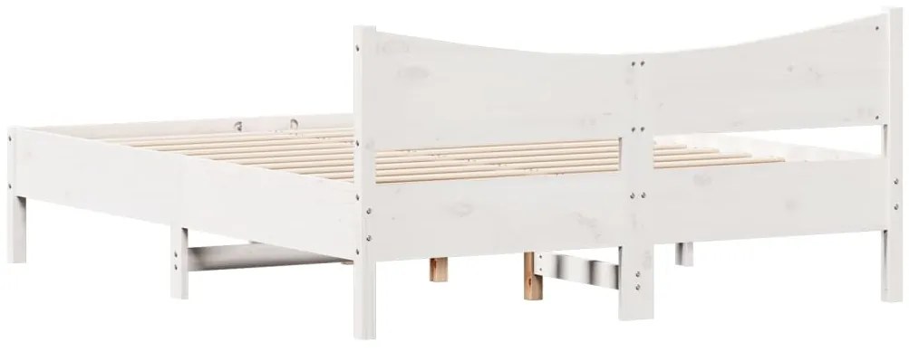 Cama sem colchão 160x200 cm madeira de pinho maciça branco