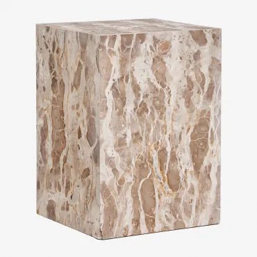 Pack De 2 Mesas De Cabeceira 35x35 Cm Em Pedra Natural Aluret Mármore Bege Panther - Sklum