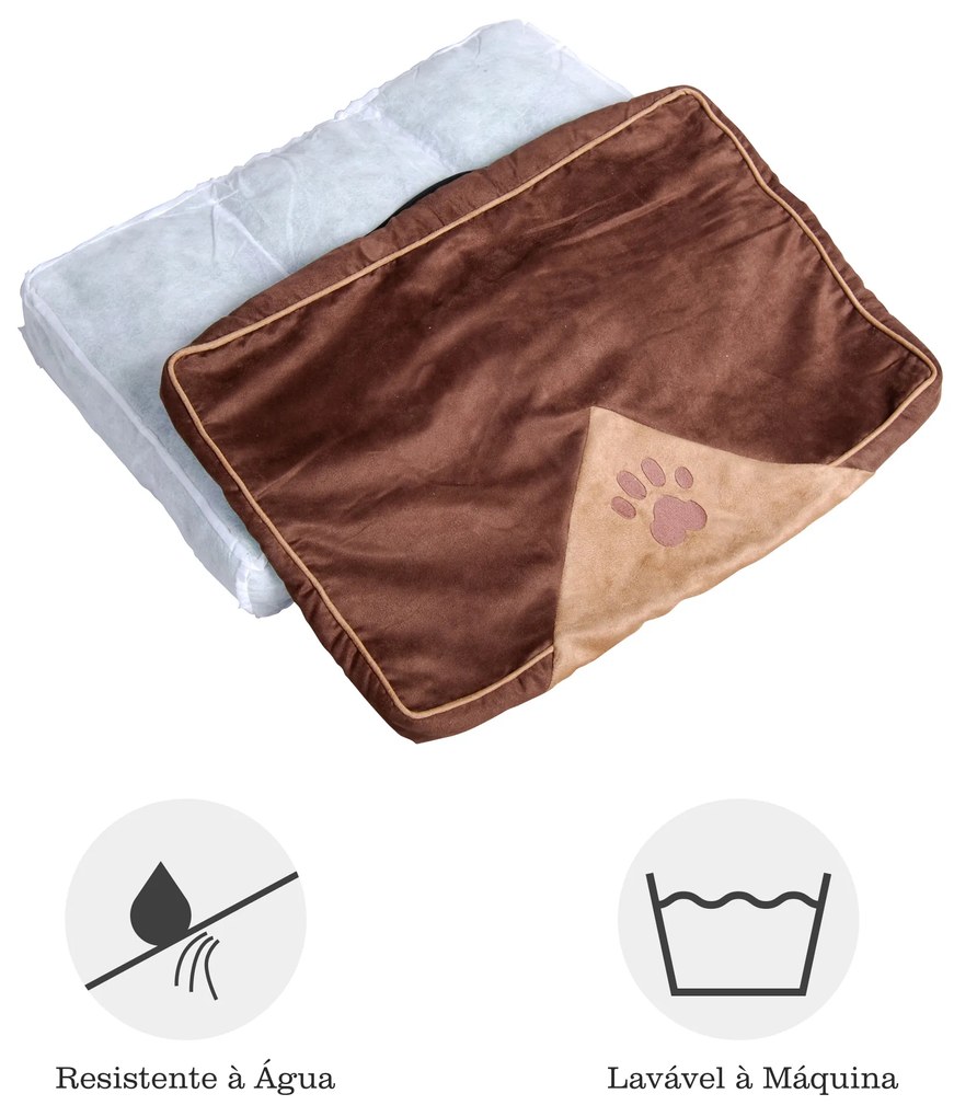 PawHut Cama para Animais de Estimação Cama para Cães e Gatos com Capa Removível e Lavável Antiderrapante 100x70x7cm Marrom