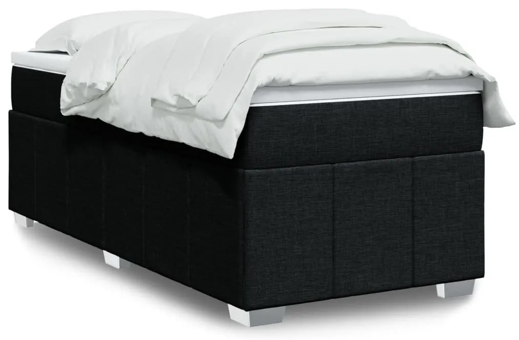 vidaXL Cama com molas/colchão 90x190 cm tecido preto