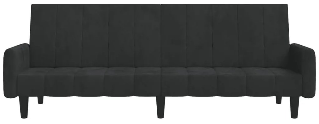 Sofá-cama de 2 lugares veludo preto