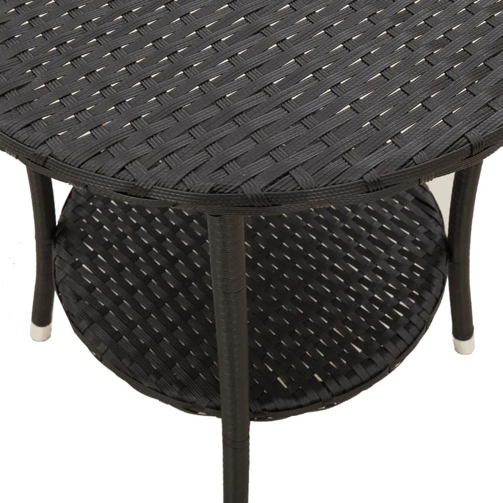 Cadeiras jardim reclináveis 2 pcs com mesa vime PE preto