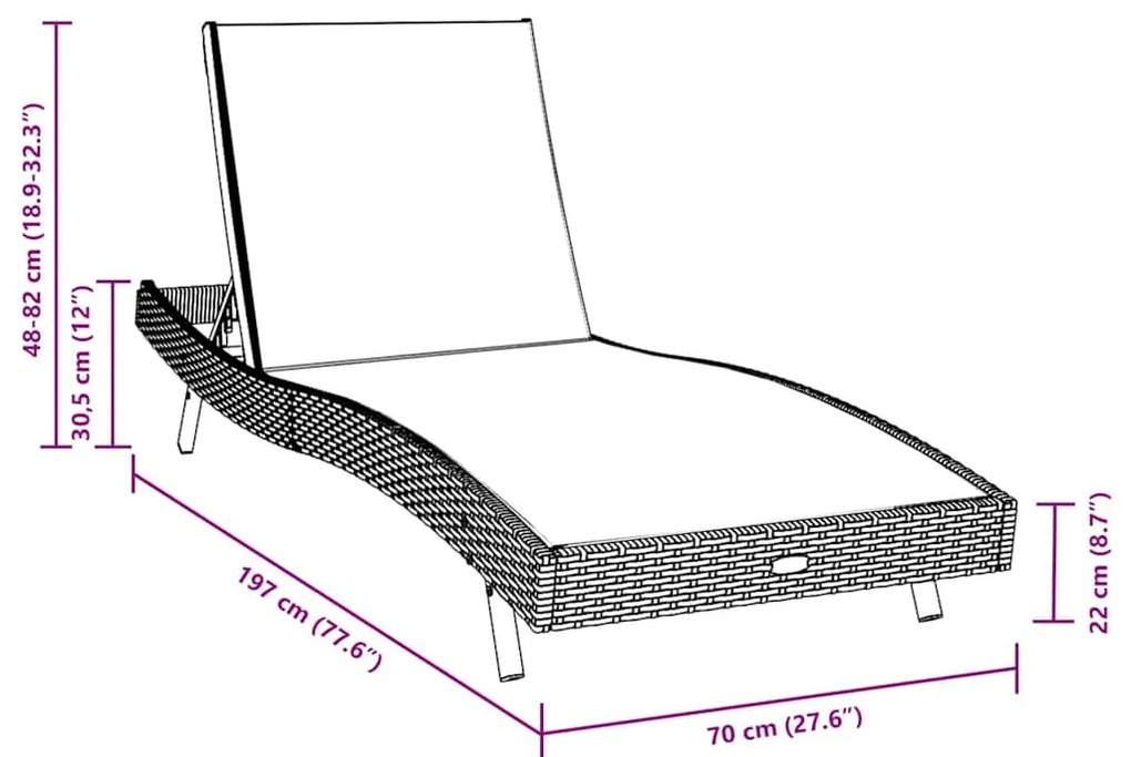 Espreguiçadeira 2 pcs Preto 40 x 40 x 40.5 cm Rattan Sintético