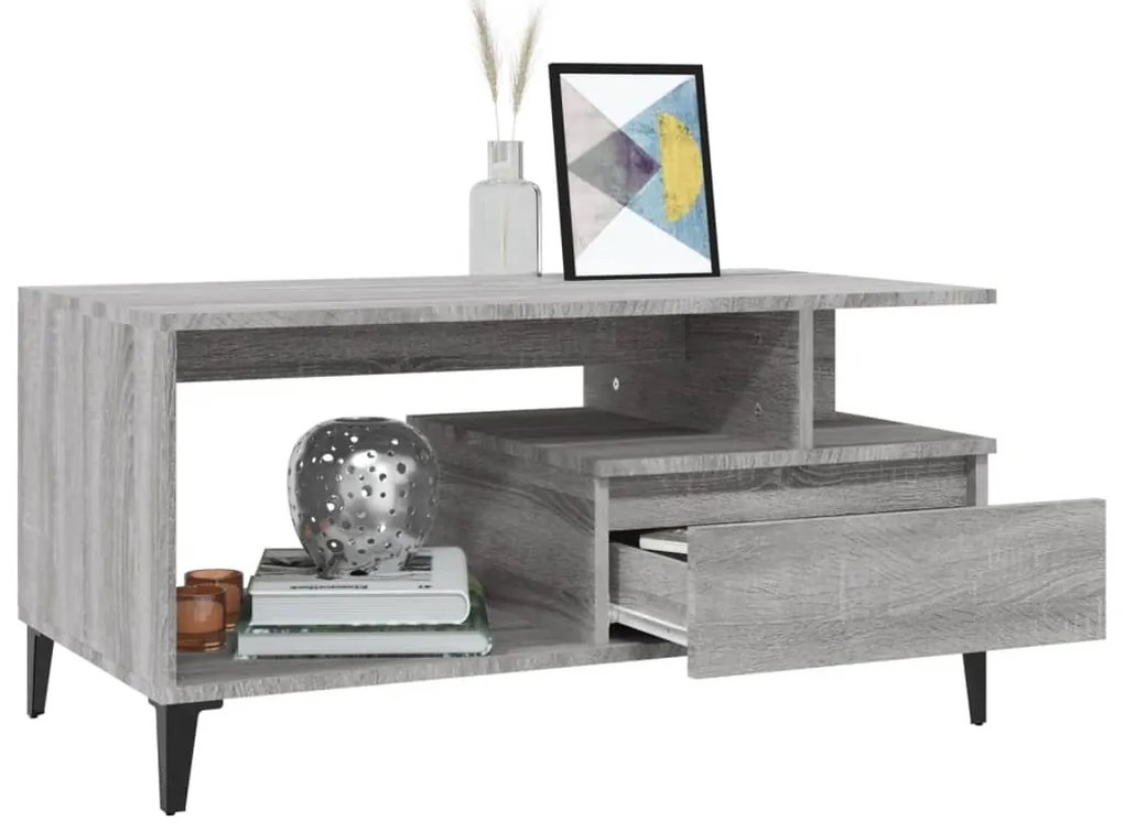 Mesa de centro 90x49x45 cm derivados de madeira cinzento sonoma