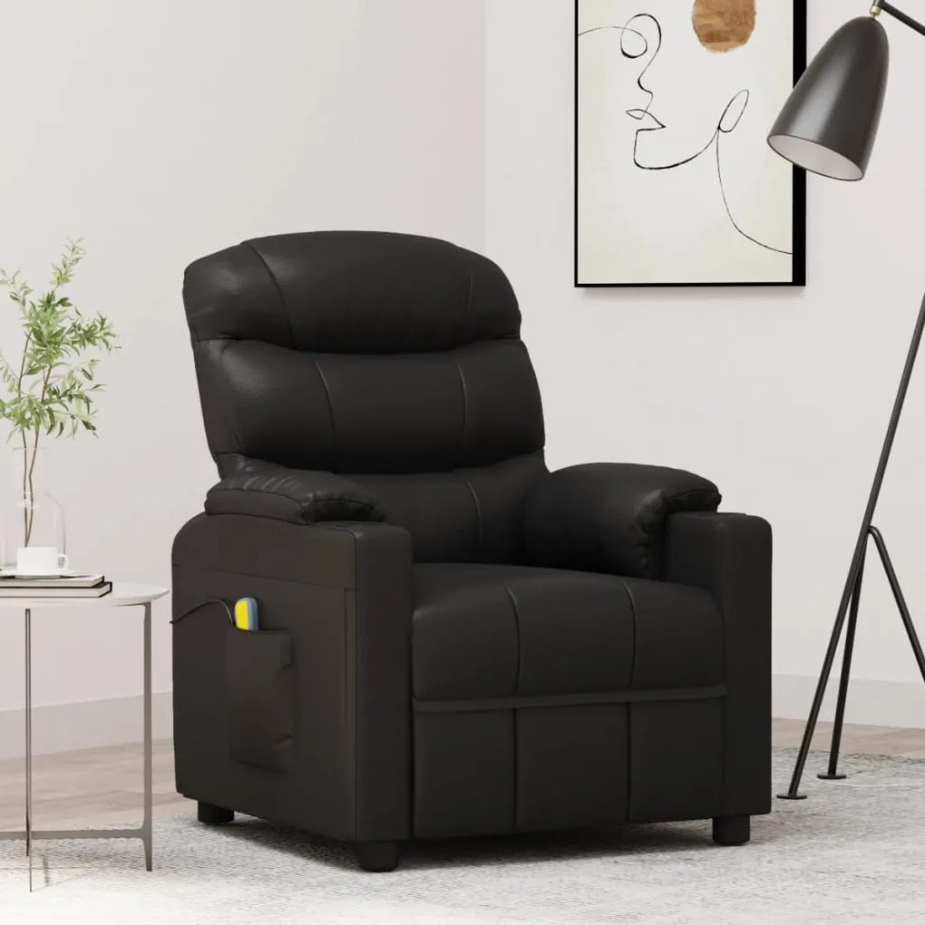 vidaXL Poltrona de massagens couro artificial preto