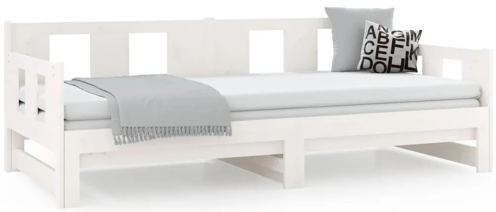 Estrutura sofá-cama de puxar 2x(90x200) cm pinho maciço branco