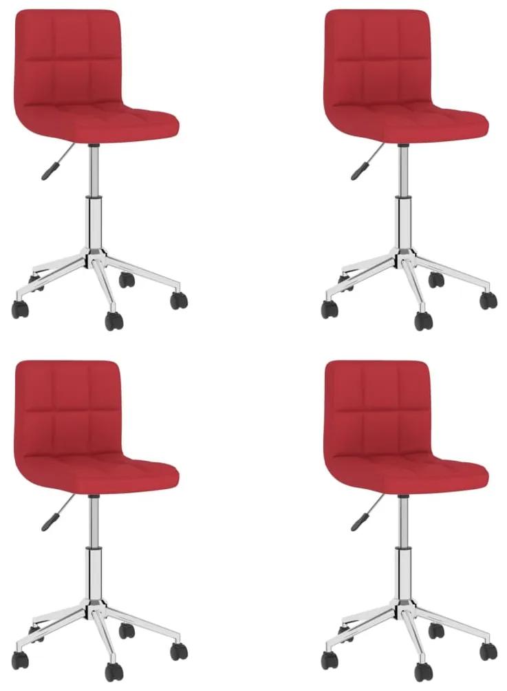 Cadeiras de jantar giratórias 4 pcs tecido vermelho tinto