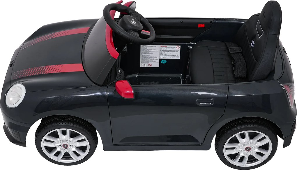 Carro elétrico para Crianças Mini Cooper 12V, Rodas Eva, Assento Couro ecológico Preto