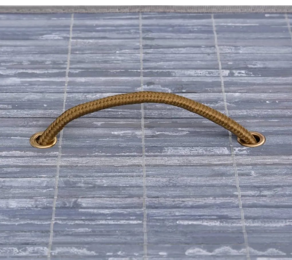 Cesto para roupa suja c/ 2 secções 100 L bambu cinzento