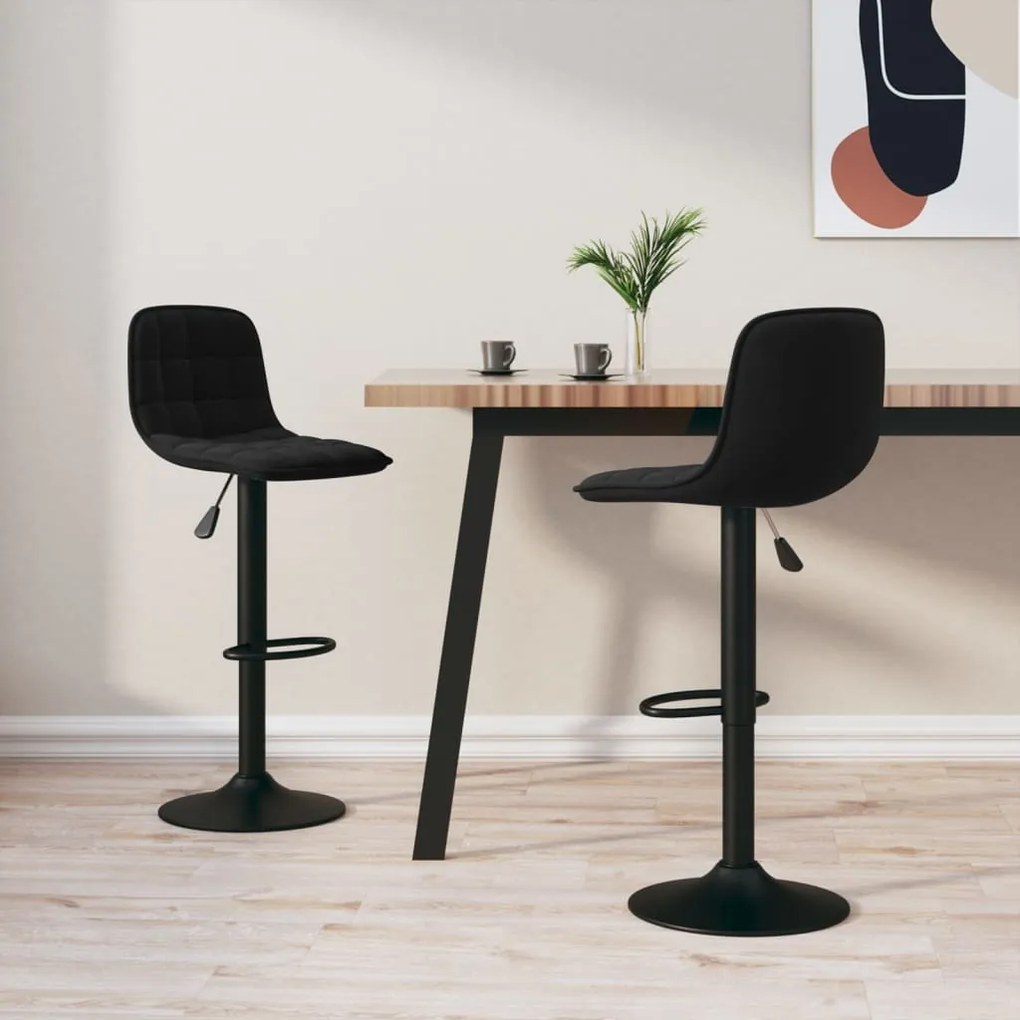 vidaXL Bancos de bar 2 pcs veludo preto