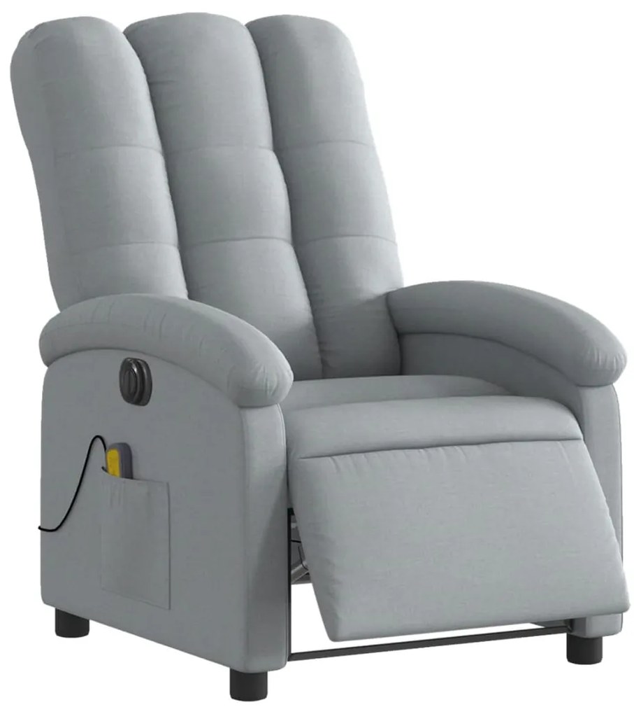 Poltrona de massagens reclinável elétrica tecido cinzento-claro