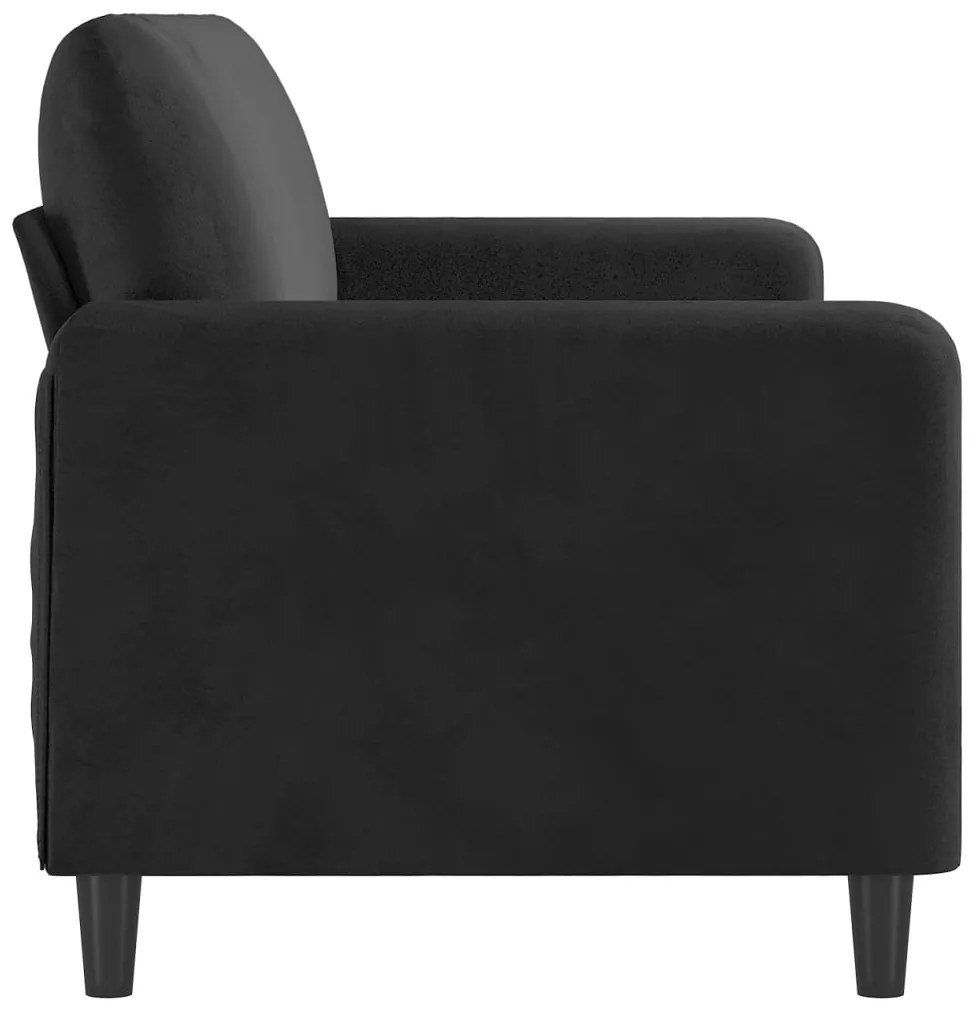 Sofá de 3 lugares 180 cm veludo preto