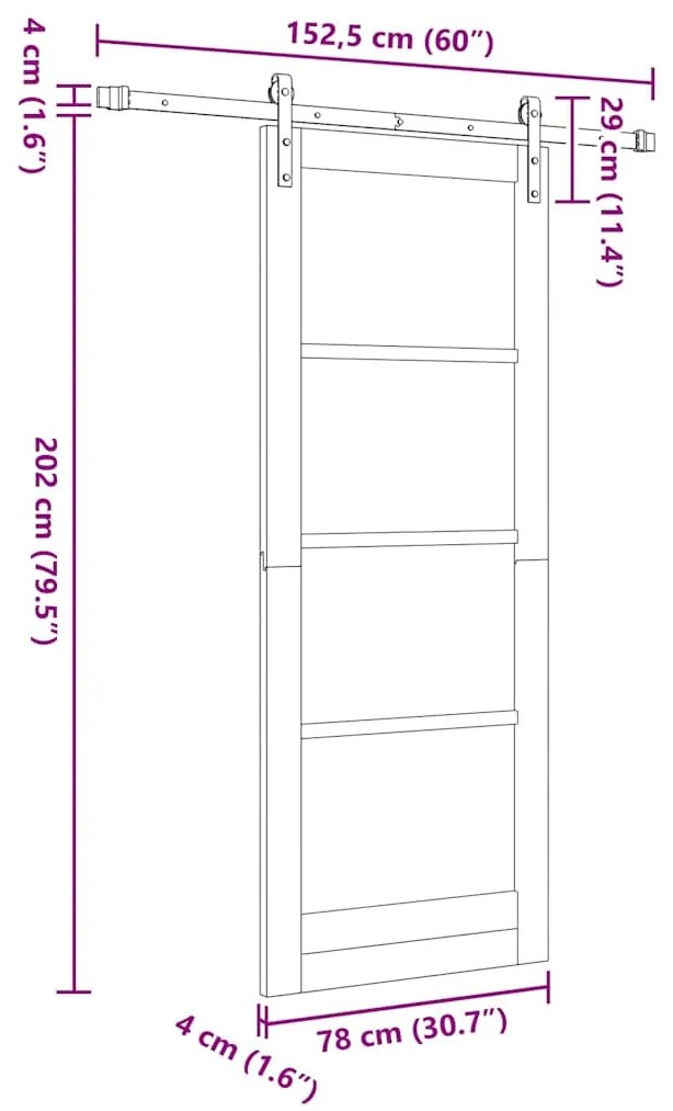 Porta Deslizante com Conjunto de Acessórios Branca 78x202 cm Madeira M