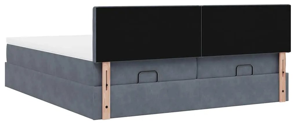 Estrutura cama otomana colchões 160x200 cm cinzento escuro