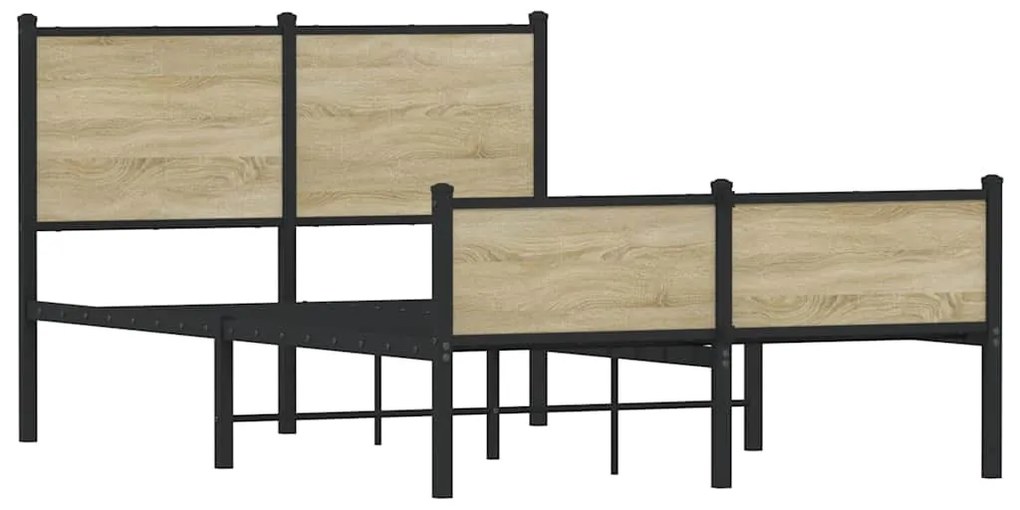 Estrutura de cama sem colchão 120x190 cm metal carvalho sonoma