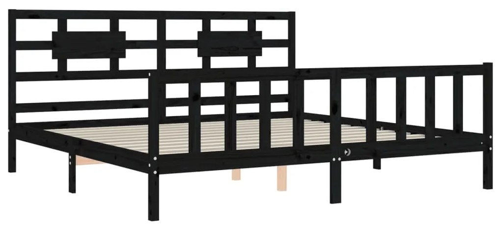 Estrutura de cama com cabeceira 200x200 cm madeira maciça preto