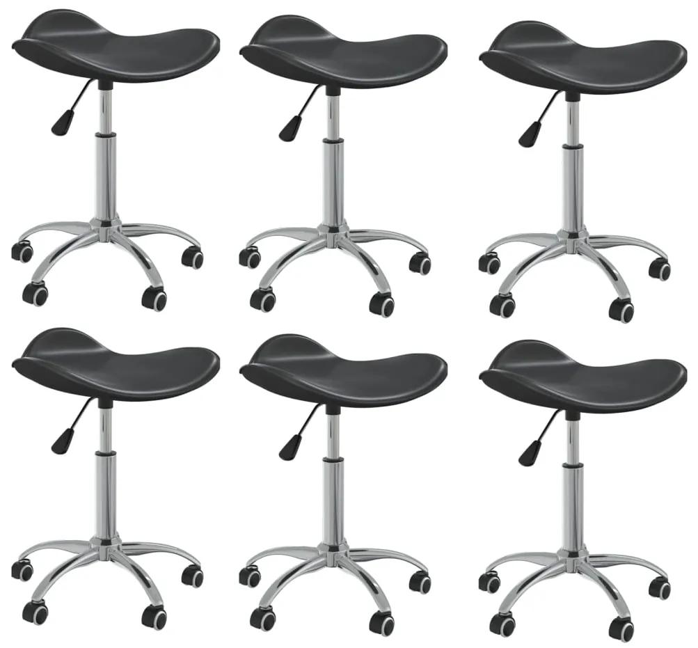 Cadeiras de jantar giratórias 6 pcs couro artificial preto